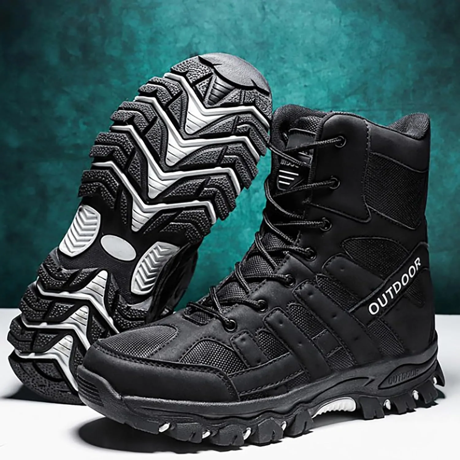 Mens Combat Boots Breathable Police Patrol Boots Lightweight Army Boots Waterproof Hiking Boots Military Tactical Boots