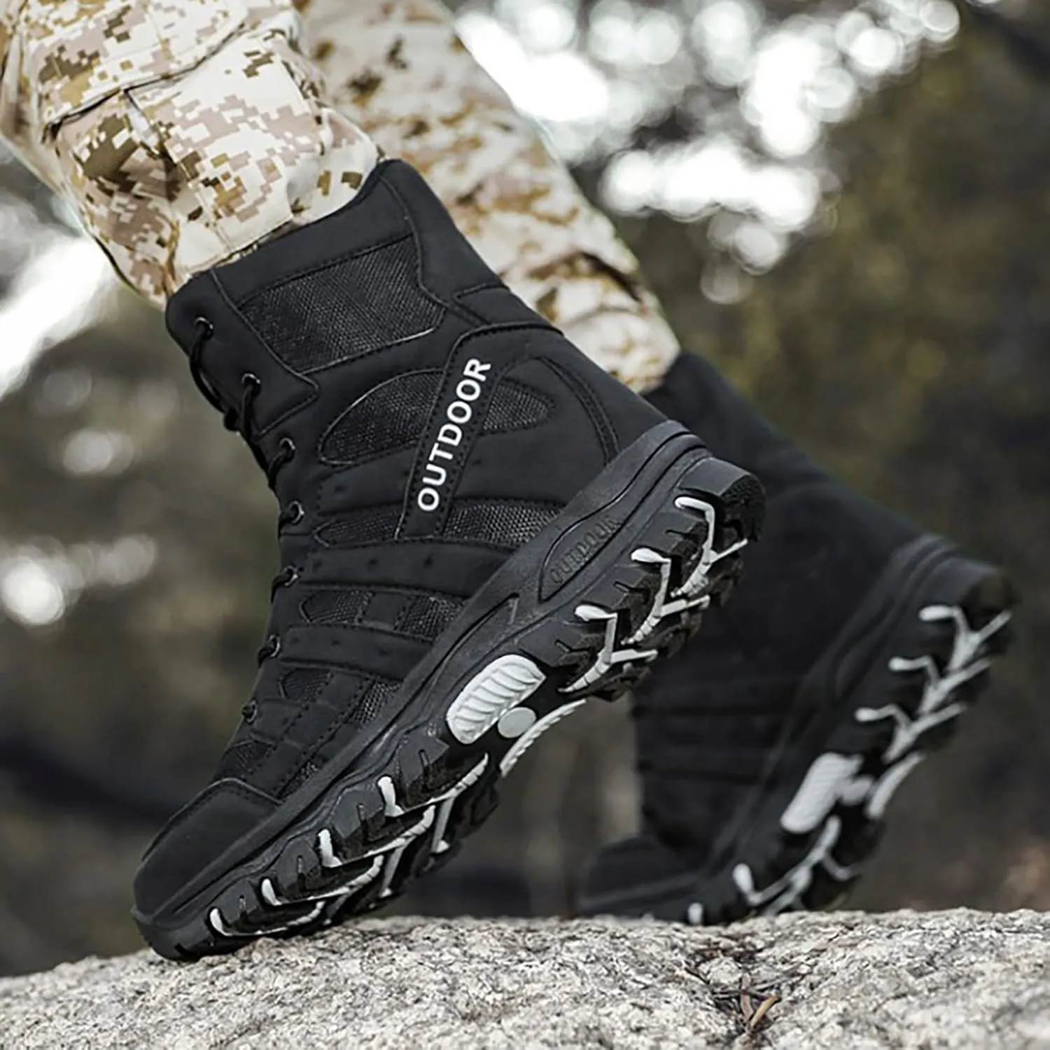 Mens Combat Boots Breathable Police Patrol Boots Lightweight Army Boots Waterproof Hiking Boots Military Tactical Boots