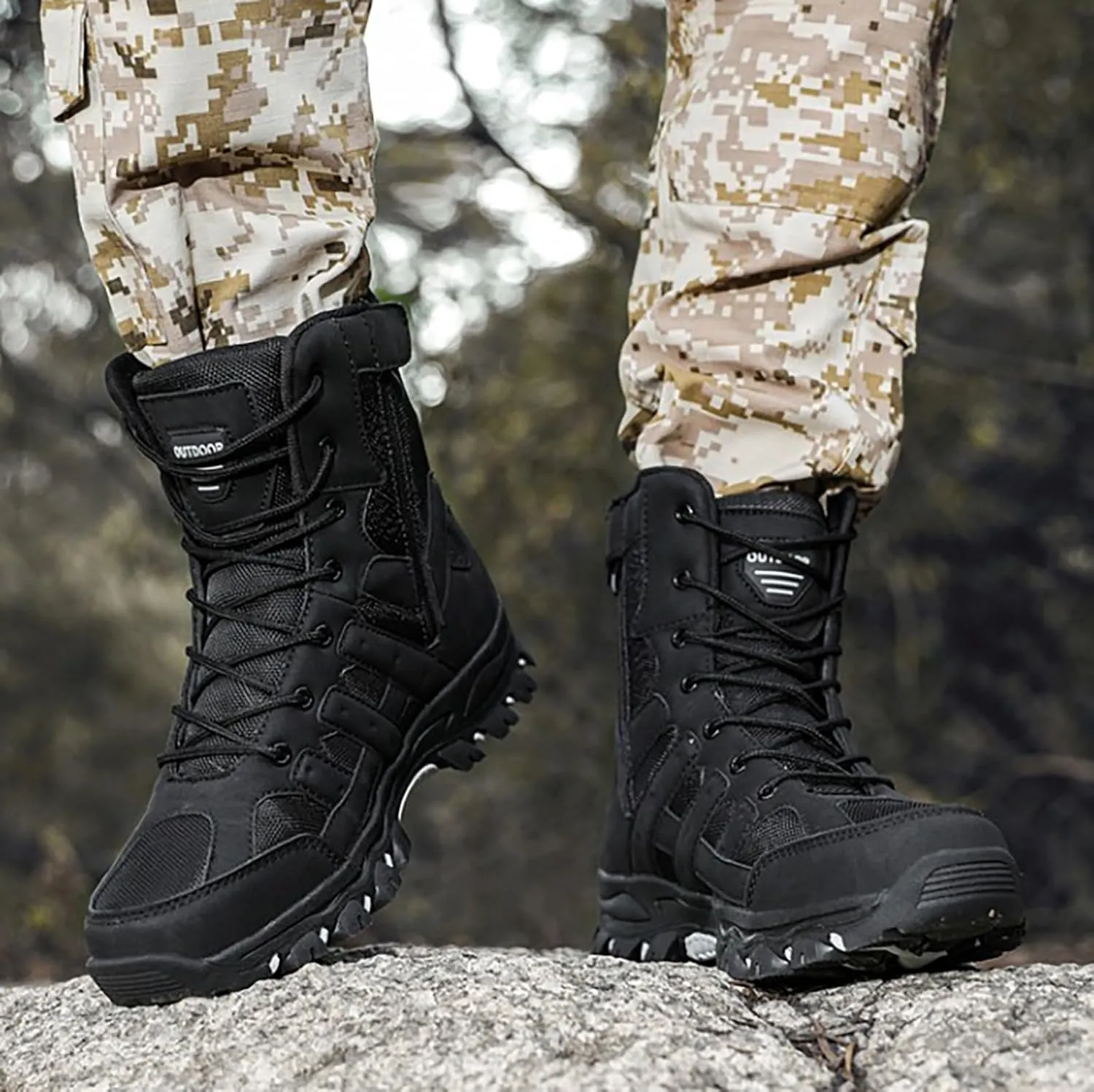 Mens Combat Boots Breathable Police Patrol Boots Lightweight Army Boots Waterproof Hiking Boots Military Tactical Boots