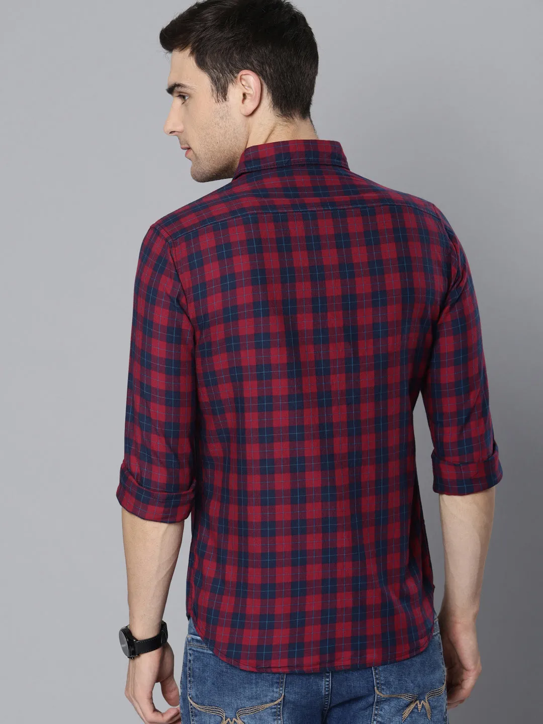 Men's Cotton Checkered Slim Fit Casual Shirt With Chest Pocket Full Sleeve Shirt For Formal & Casual Wear