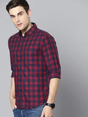 Men's Cotton Checkered Slim Fit Casual Shirt With Chest Pocket Full Sleeve Shirt For Formal & Casual Wear
