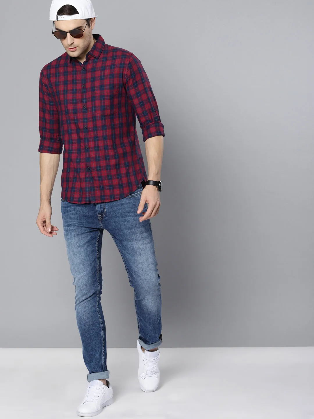 Men's Cotton Checkered Slim Fit Casual Shirt With Chest Pocket Full Sleeve Shirt For Formal & Casual Wear