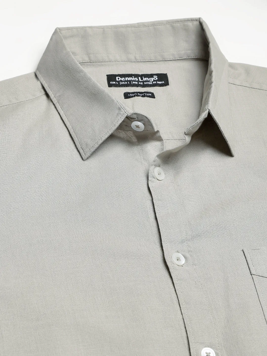 Men's Cotton Solid Grey Slim Fit Casual Shirt