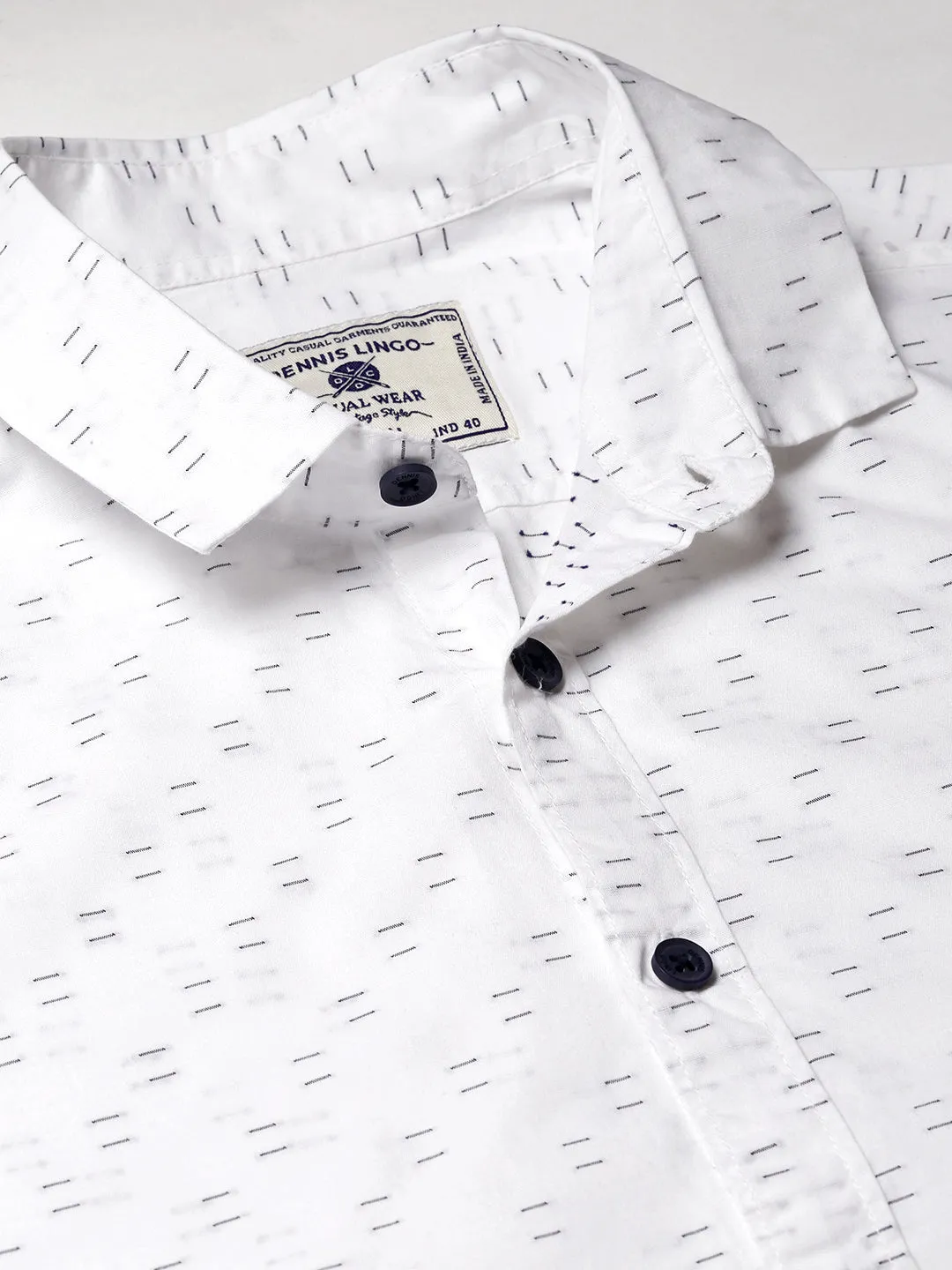 Men's Dobby Design White Slim Fit Shirt (White)