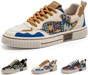 Men's Floral Pattern Skate Shoes Color Block Low Top Comfortable Walking Sneakers Non-Slip Fashion Casual Shoes
