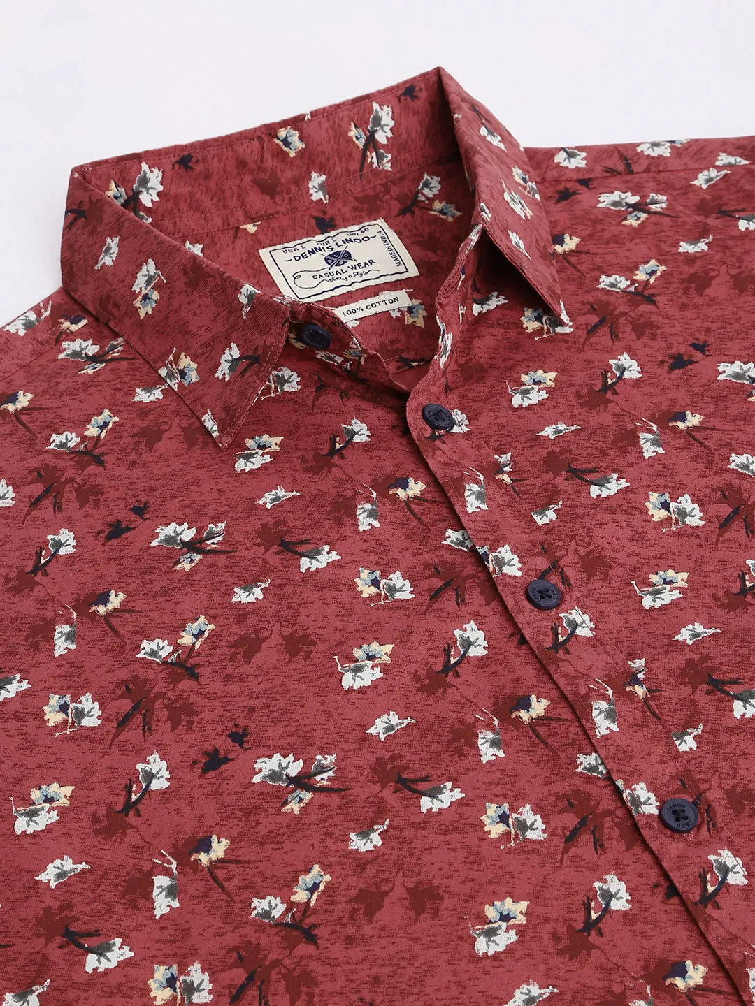 Men's Floral Pink Slim Fit Cotton Casual Shirt With Spread Collar & Half Sleeves