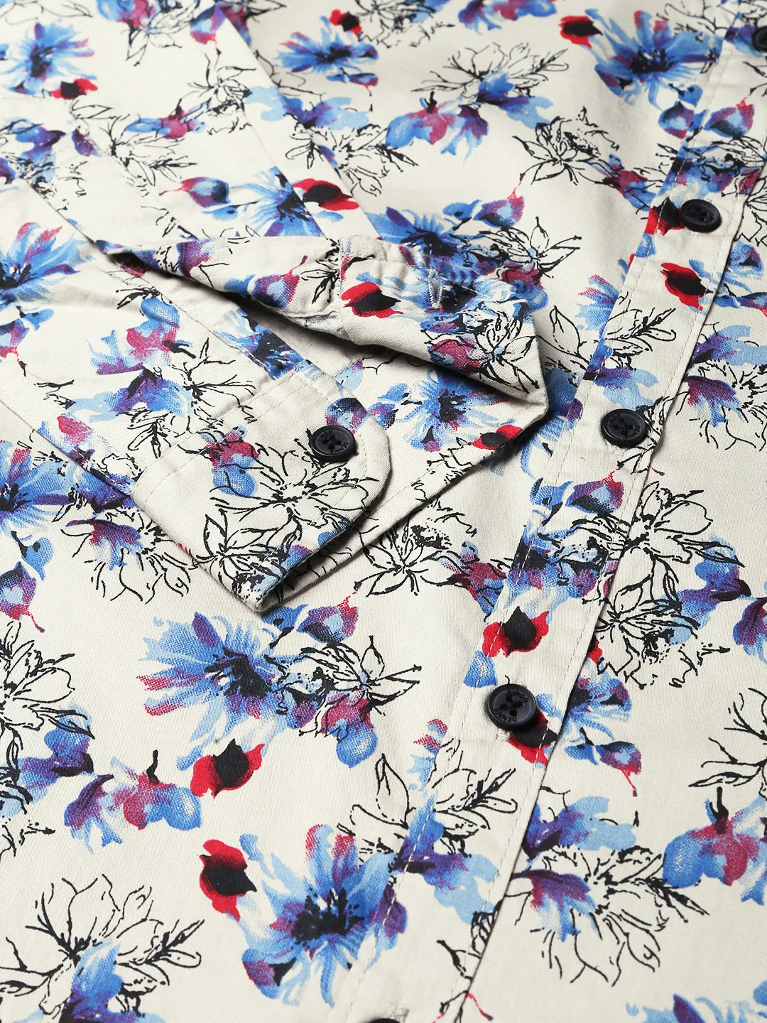 Men's Floral Printed Slim Fit Casual Shirt (Brown)