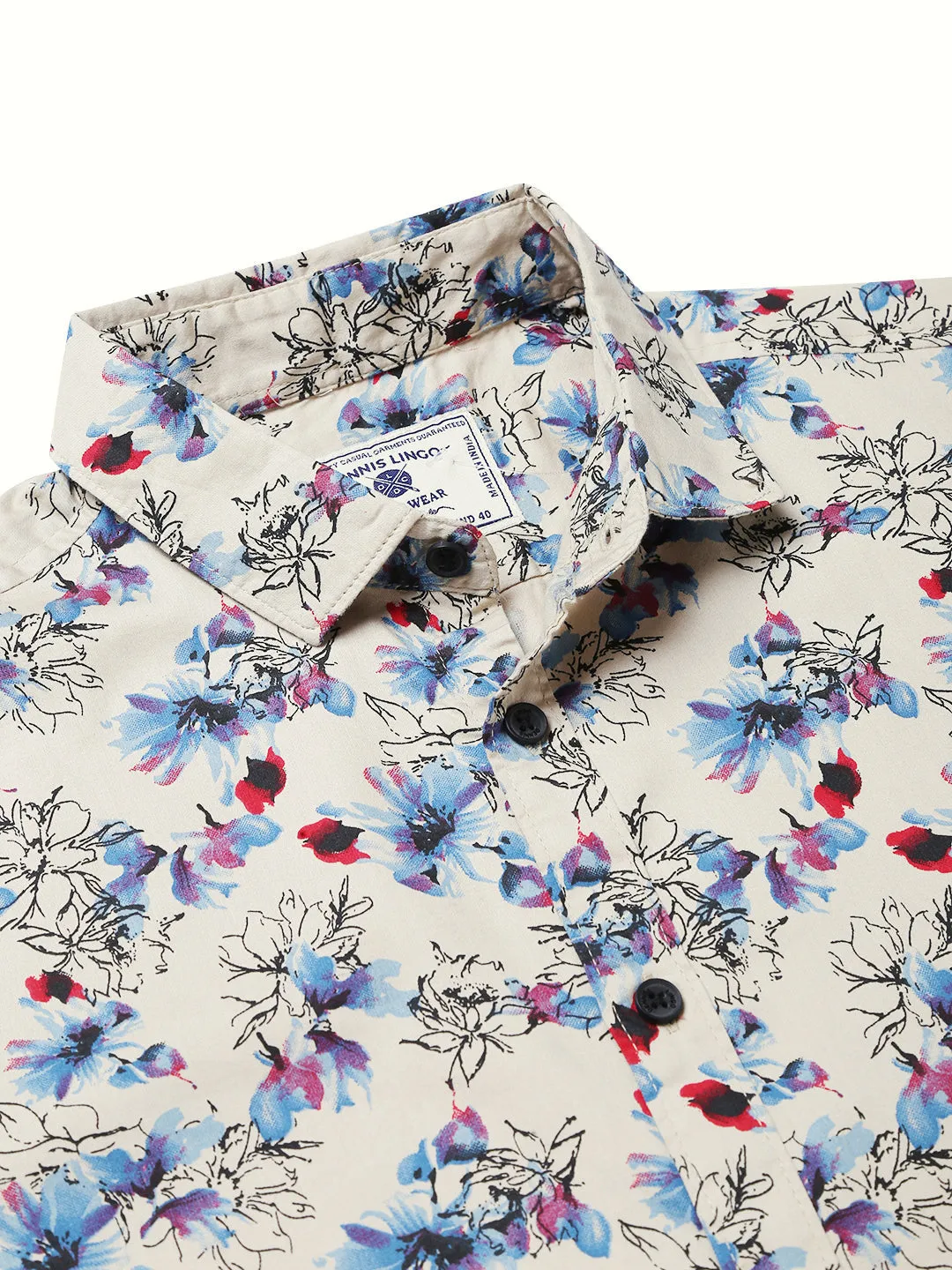 Men's Floral Printed Slim Fit Casual Shirt (Brown)