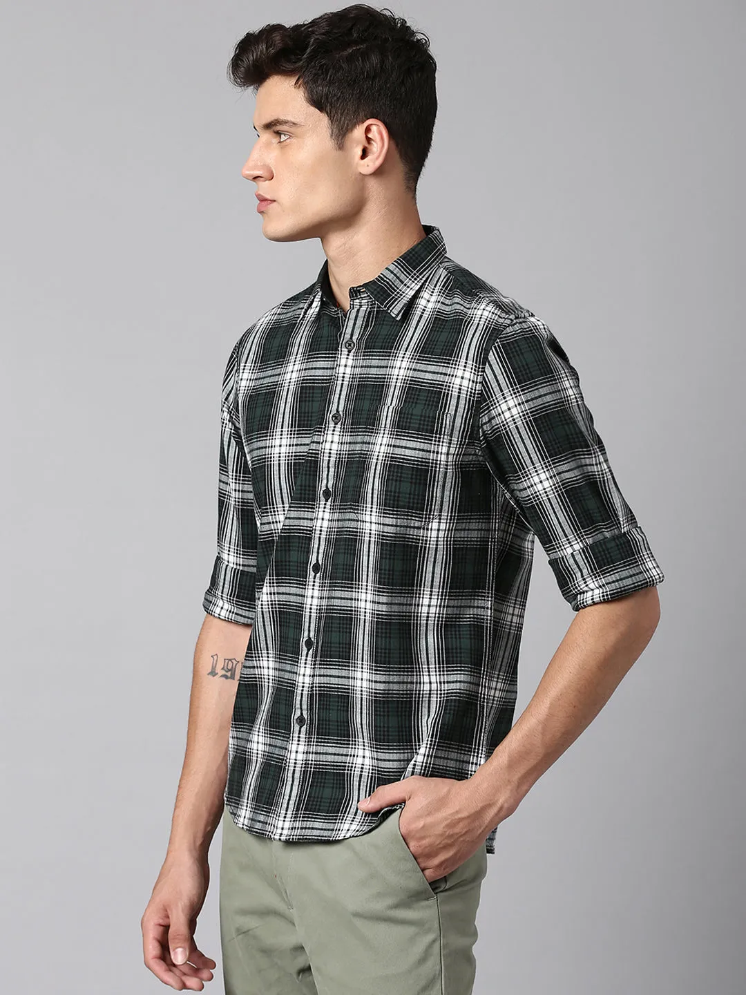 Men's Green Slim Fit Casual Shirt