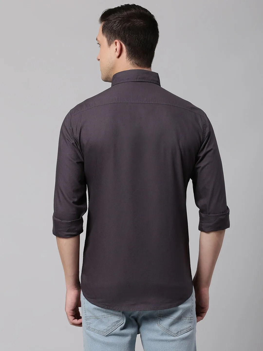 Men's Grey Slim Fit Casual Shirt