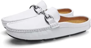 Mens Handmade Leather Mules Clog Slippers Breathable Leather Slip on Shoes Casual Loafers