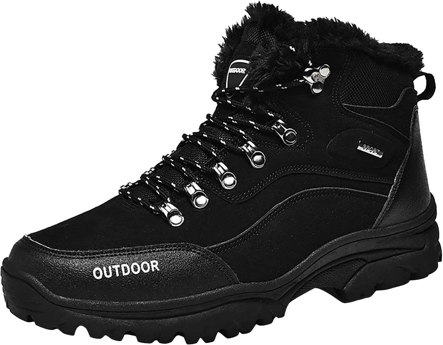 Mens Hiking Boots Waterproof Winter Outdoor Non Slip Snow Boot Lace-Up Sport Shoes Keep Warm Mountaineering Boots