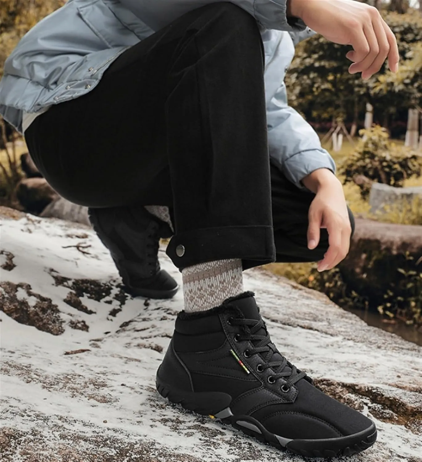Men's Lace Up Hiking Shoes Barefoot Shoes Winter Wide Toe Barefoot Hiking Shoes Boots Non-Slip Waterproof Outdoor Running Boots Sneakers Ankle Boots For Men
