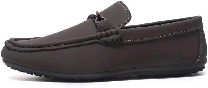 Mens Loafers Shoe Square Toe Faux Leather Apron Toe Moccasins Shoes Flexible Slip Resistant Flat Heel Classic Fashion Slip-on