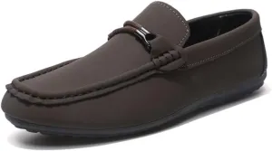 Mens Loafers Shoe Square Toe Faux Leather Apron Toe Moccasins Shoes Flexible Slip Resistant Flat Heel Classic Fashion Slip-on