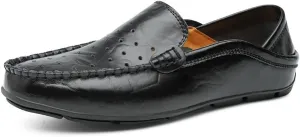 Men's Loafers Shoes Moccasins Breathable Simple Leather Flat Heel Anti-Slip Flexible Classic Slip-on