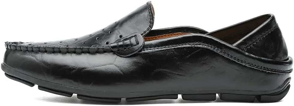 Men's Loafers Shoes Moccasins Breathable Simple Leather Flat Heel Anti-Slip Flexible Classic Slip-on