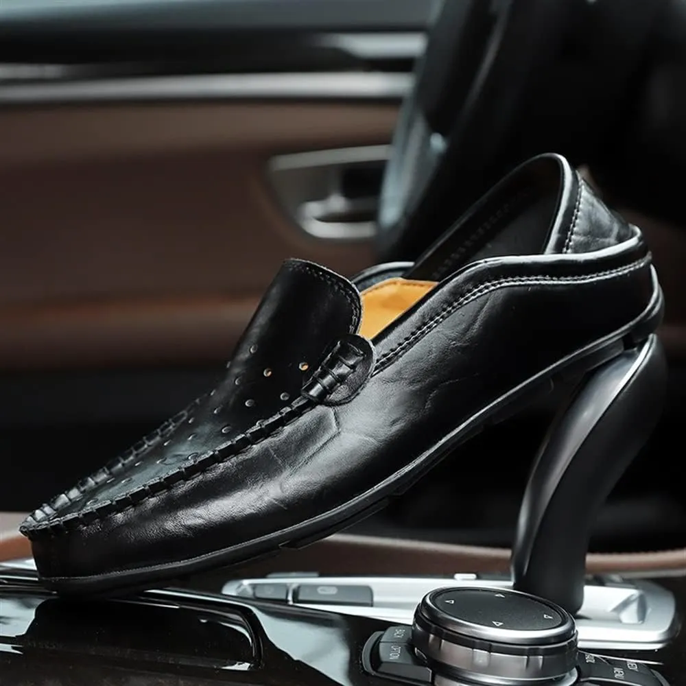 Men's Loafers Shoes Moccasins Breathable Simple Leather Flat Heel Anti-Slip Flexible Classic Slip-on
