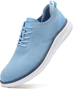 Men's Mesh Dress Shoes Casual Business Lace Up Oxford Sneakers Lightweight Breathable Walking Shoes Comfortable Thick Sole Tennis Footwear