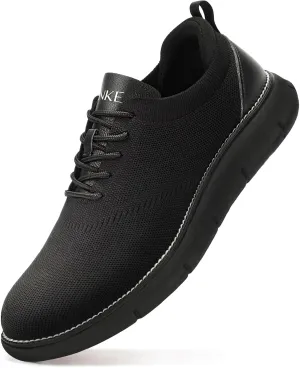 Men's Mesh Dress Shoes Casual Business Lace Up Oxford Sneakers Lightweight Breathable Walking Shoes Comfortable Thick Sole Tennis Footwear