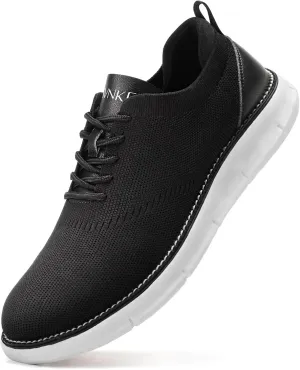 Men's Mesh Dress Shoes Casual Business Lace Up Oxford Sneakers Lightweight Breathable Walking Shoes Comfortable Thick Sole Tennis Footwear