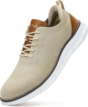 Men's Mesh Dress Shoes Casual Business Lace Up Oxford Sneakers Lightweight Breathable Walking Shoes Comfortable Thick Sole Tennis Footwear