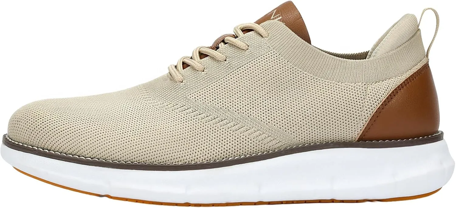 Men's Mesh Dress Shoes Casual Business Lace Up Oxford Sneakers Lightweight Breathable Walking Shoes Comfortable Thick Sole Tennis Footwear
