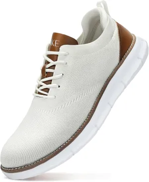Men's Mesh Dress Shoes Casual Business Lace Up Oxford Sneakers Lightweight Breathable Walking Shoes Comfortable Thick Sole Tennis Footwear