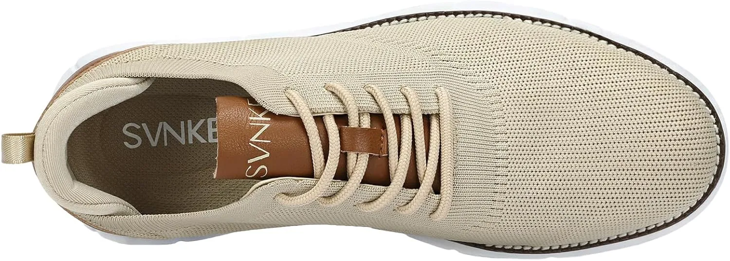 Men's Mesh Dress Shoes Casual Business Lace Up Oxford Sneakers Lightweight Breathable Walking Shoes Comfortable Thick Sole Tennis Footwear