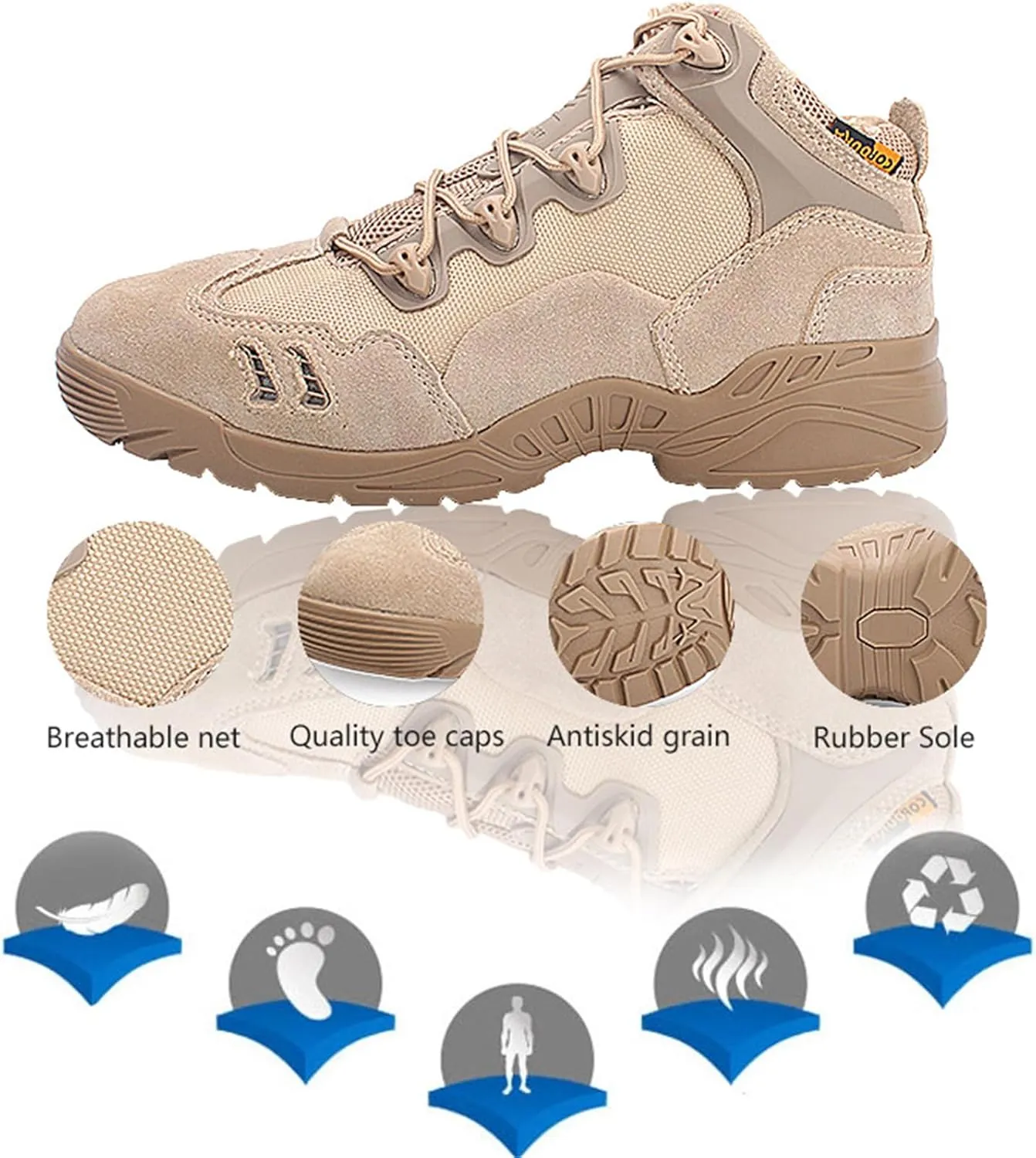 Men's Military Tactical Boot, Lightweight Comfortable Boots, Waterproof Hiking Work Boots,Low Cut Training Boots for Work All Day Motorcycle Combat Hiking