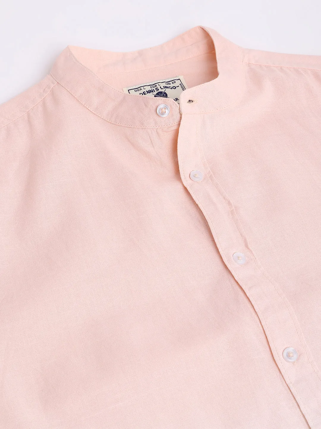 Men's Ombre Dusty Peach Slim Fit Cotton Casual Shirt With Mandarin Collar & Full Sleeves
