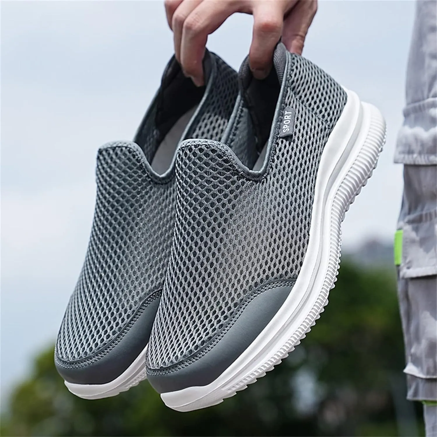 Men's Running Shoes Comfortable Lightweight Breathable Walking Sneakers Mesh Casual Slip On Sports Shoes