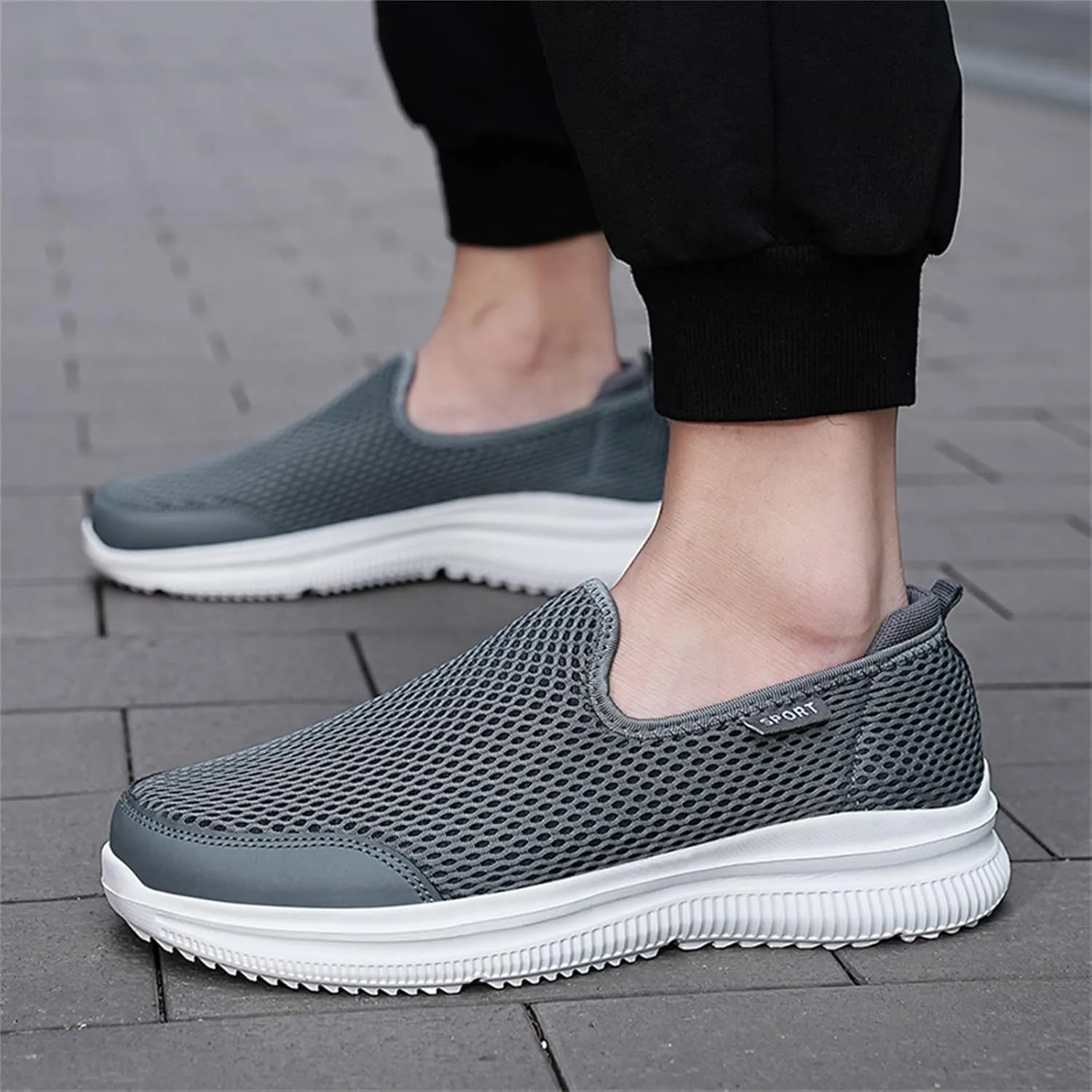 Men's Running Shoes Comfortable Lightweight Breathable Walking Sneakers Mesh Casual Slip On Sports Shoes