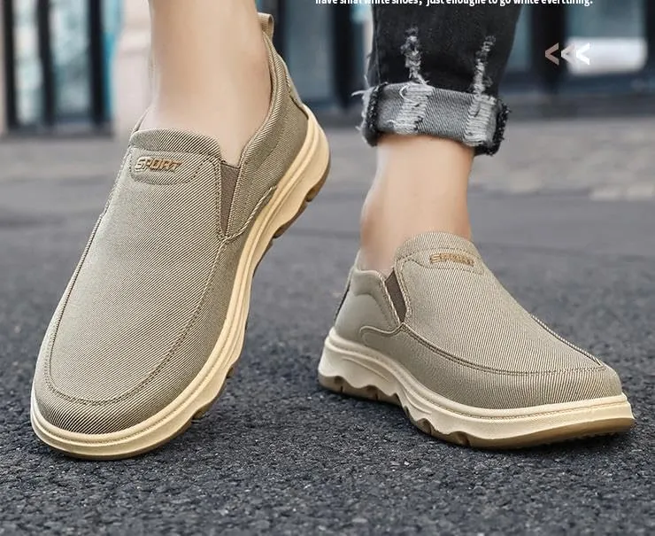 Men's Slip-On Canvas Walking Loafers,Comfortable Non Slip Orthopedic Flat Sneakers Outdoor Lightweight Casual Working Driving Shoes