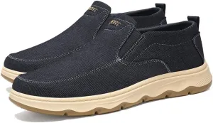 Men's Slip-On Canvas Walking Loafers,Comfortable Non Slip Orthopedic Flat Sneakers Outdoor Lightweight Casual Working Driving Shoes