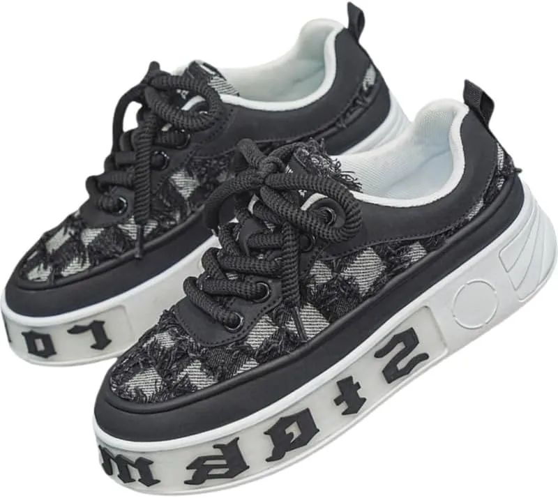 Men's Street Style Skate Shoes, Comfy Non Slip Casual Up Sneakers Outdoor Activities