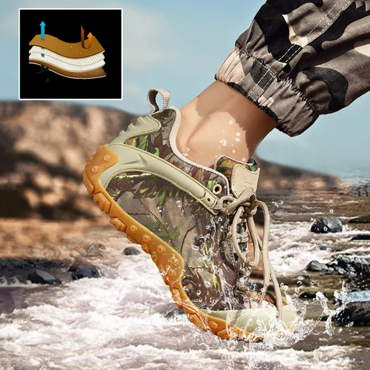 Men's Tactical Boots, Waterproof Trekking Boots, Unisex Lightweight Hiking Boots, Breathable Outdoors Desert Boots