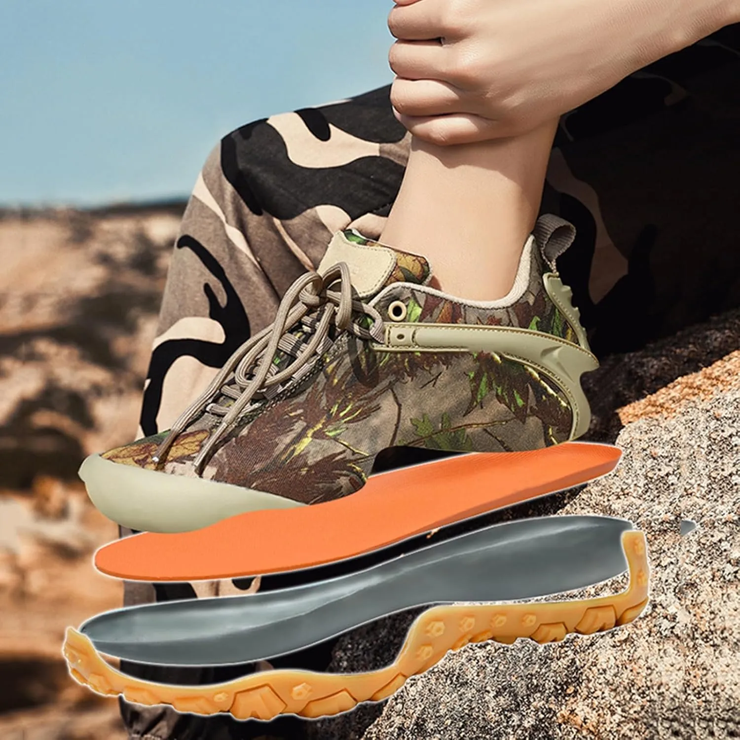 Men's Tactical Boots, Waterproof Trekking Boots, Unisex Lightweight Hiking Boots, Breathable Outdoors Desert Boots