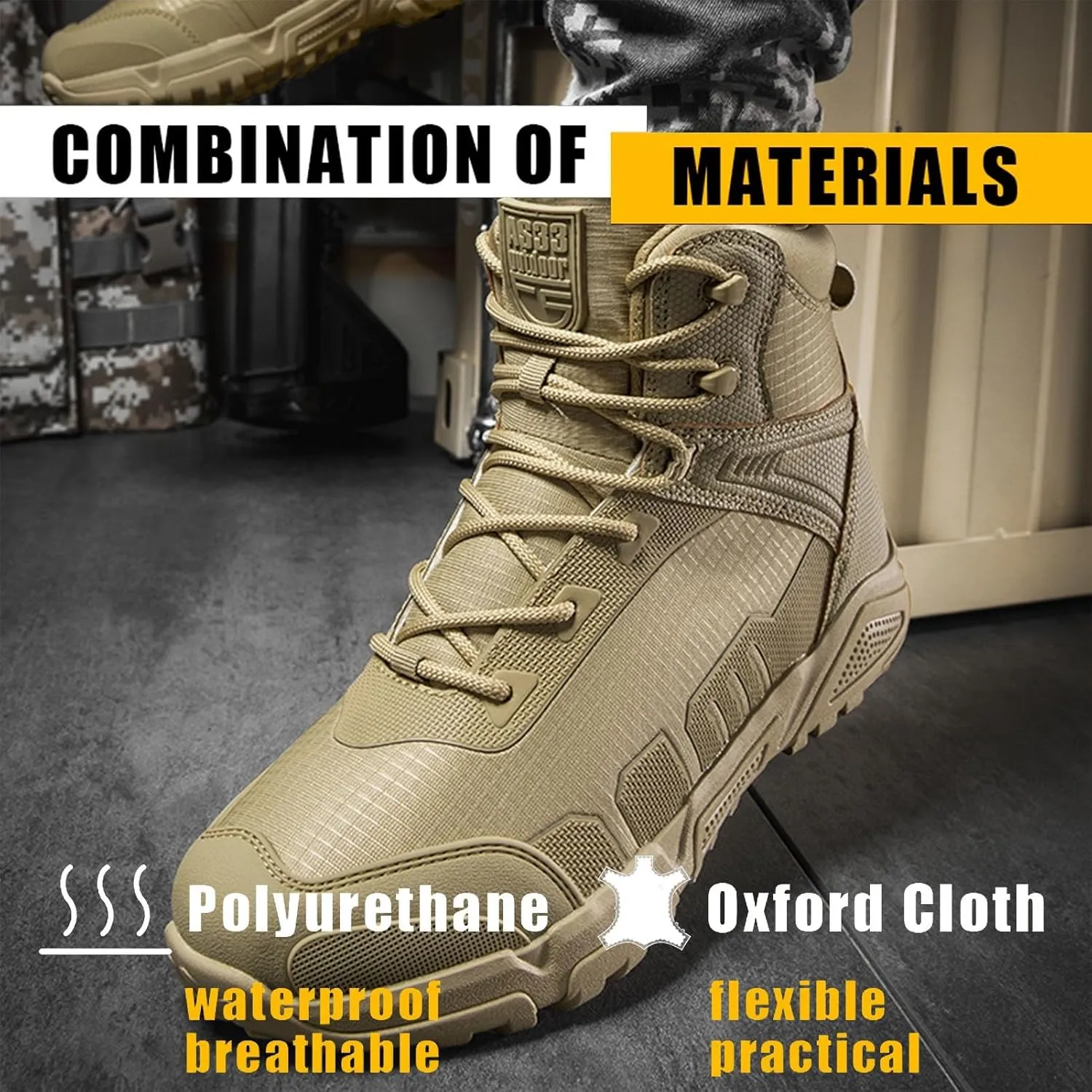 Mens Tactical Combat Boots | Waterproof, Lightweight, Slip-Resistant Hiking Boots for Outdoor, Work, and Military Use