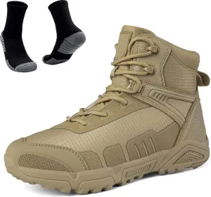 Mens Tactical Combat Boots | Waterproof, Lightweight, Slip-Resistant Hiking Boots for Outdoor, Work, and Military Use