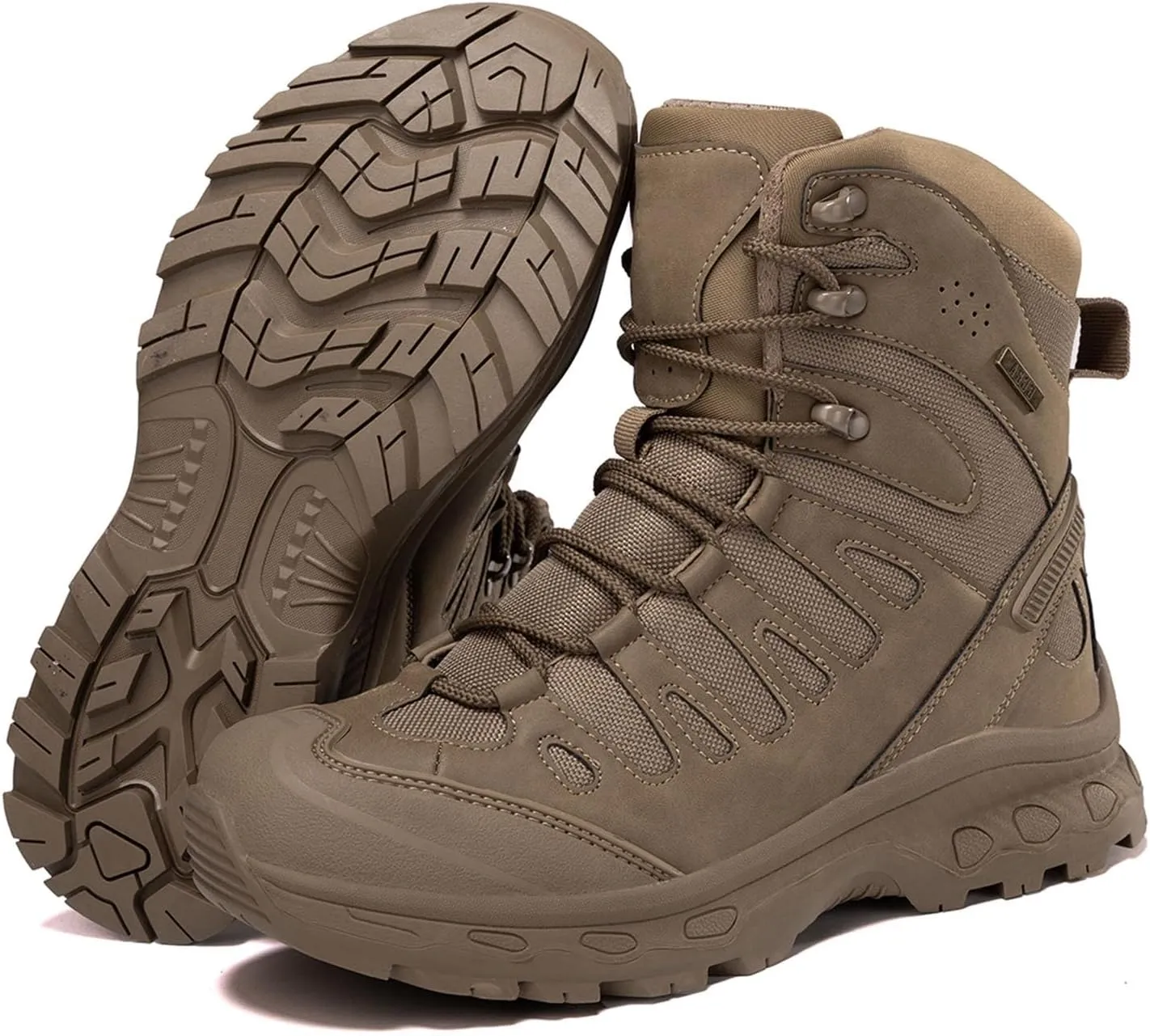 Men's Tactical Combat Boots with Side Zipper, Waterproof, Lightweight, and Breathable for Hiking, Work, and Hunting