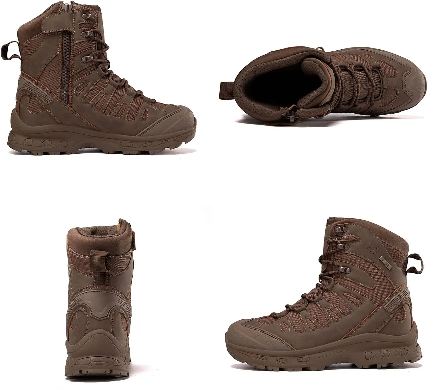 Men's Tactical Combat Boots with Side Zipper, Waterproof, Lightweight, and Breathable for Hiking, Work, and Hunting