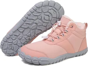 Mens Womens Winter Snow Boots Faux Sherpa Lined Waterproof Snow Sneakers Slip On Barefoot Wide Toe Box Ankle Boots