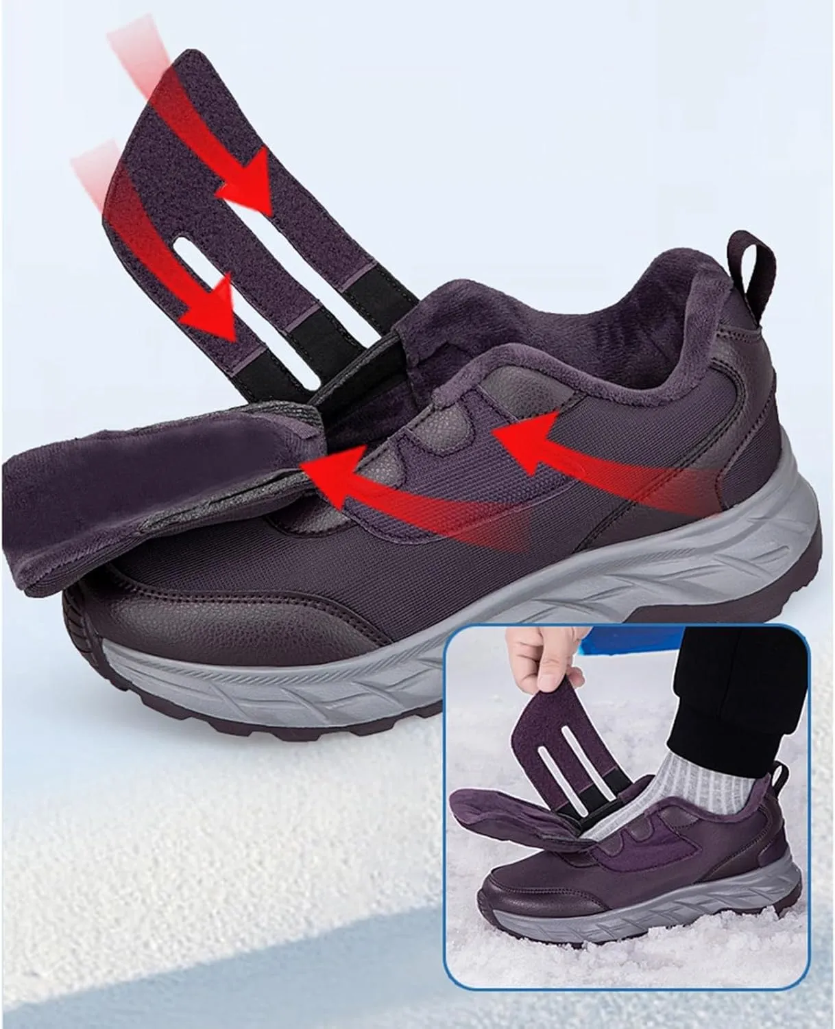 Men's Work Boots Waterproof Hiking Sneakers Fur Lined Ankle Boot Women Safety Shoes Non-Slip Slip On Platform Shoes Lightweight Comfortable Hike Grounded Footwear