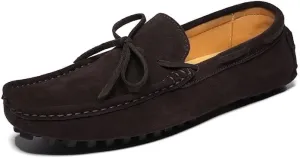 New Men's Loafers Round Toe Nubuck Leather Driving Loafers Flexible Comfortable Lightweight Classic Slip On