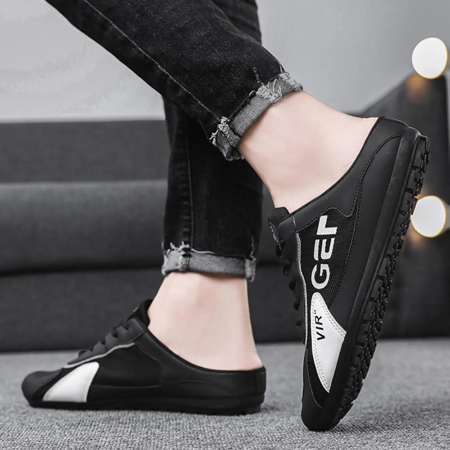 New Men's Trend Versatile Casual Shoes Lazy Man Half Slipperboard Male Dress Shoes Athletic