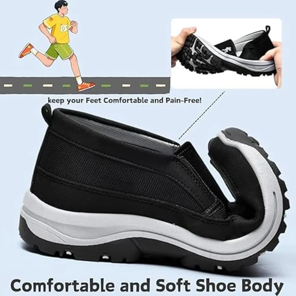 Orthowalkway Mens Shoes, Men's Arch Support Slip-on Canvas Loafers, Outdoor Casual Non Slip Orthopedic Sneakers