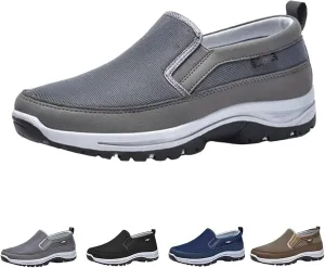 Orthowalkway Mens Shoes, Men's Arch Support Slip-on Canvas Loafers, Outdoor Casual Non Slip Orthopedic Sneakers