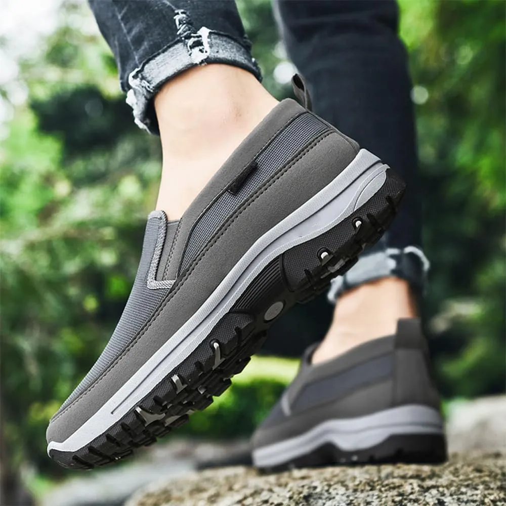 Orthowalkway Mens Shoes, Men's Arch Support Slip-on Canvas Loafers, Outdoor Casual Non Slip Orthopedic Sneakers