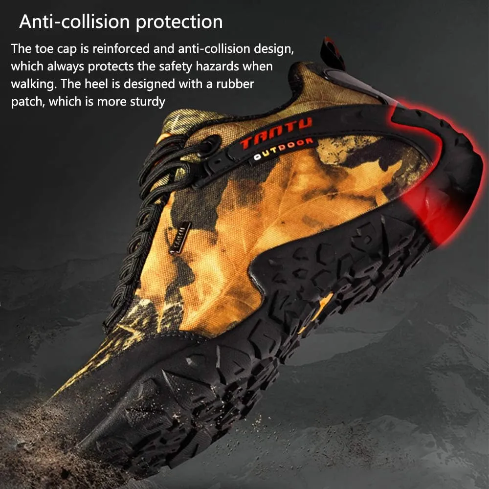Outdoor Camouflage Low-top Hiking Shoes, Waterproof and Wear-Resistant Hiking Camping Boots, Men's Hiking Boots, Rock Climbing Running Shoes (Black 45)